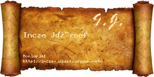 Incze József névjegykártya